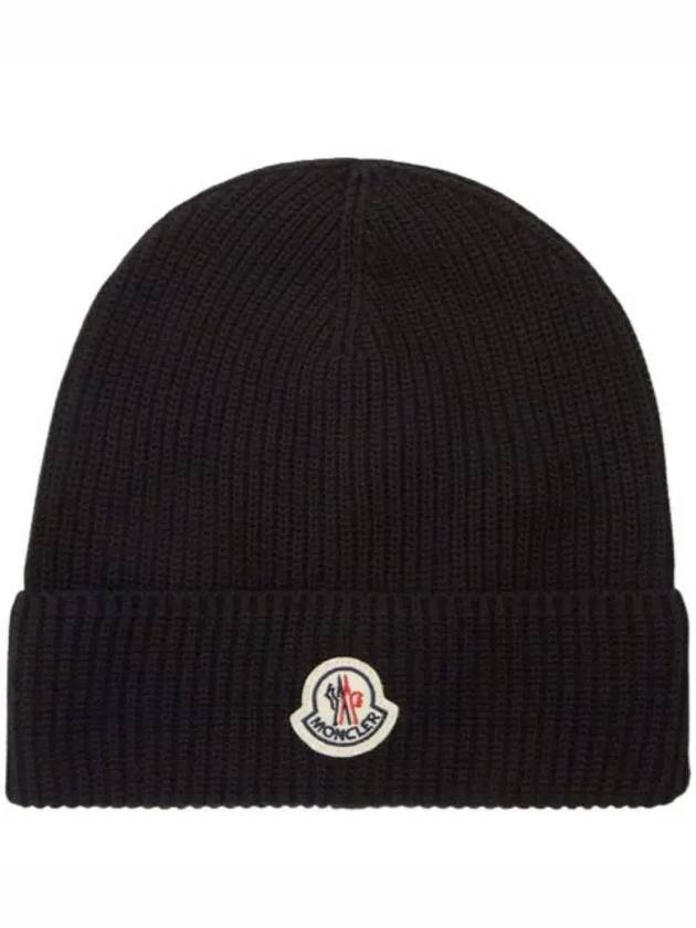 Logo Cotton Beanie Black - MONCLER - BALAAN 2