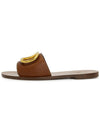 V Logo Signature Grainy Calfskin Slippers Sandals Brown - VALENTINO - BALAAN 5