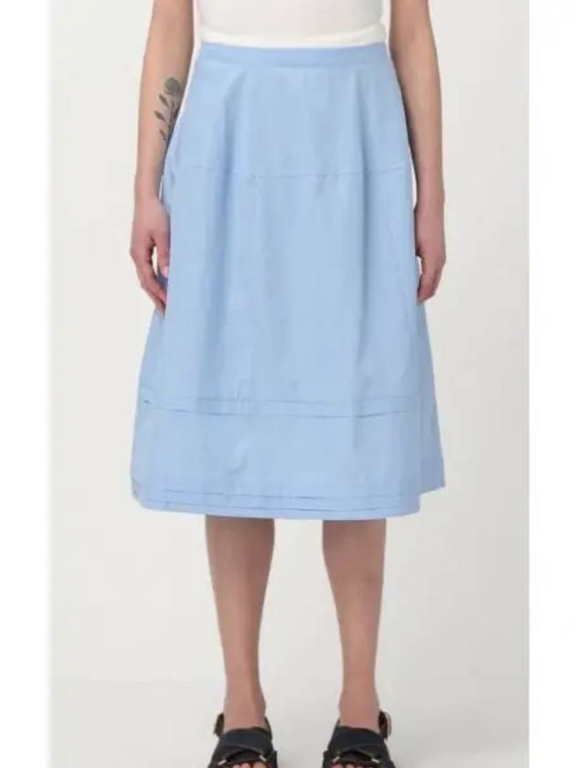 Micro Pleated Cotton A-Line Skirt Blue - MARNI - BALAAN 2