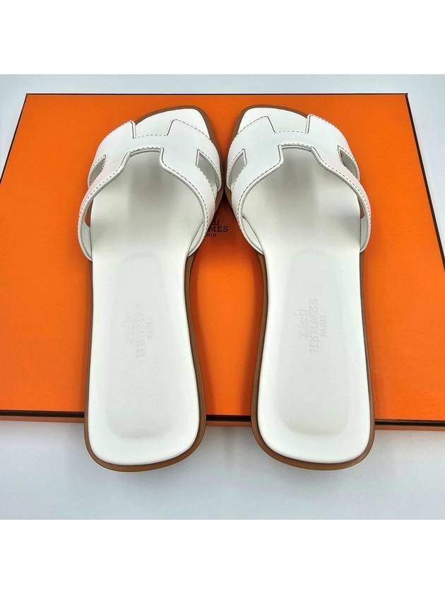 Oran Calfskin Slippers Blanc - HERMES - BALAAN 5