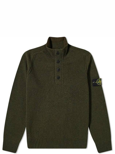 Wappen Wool Blending Half Zip Up Knit Top Olive - STONE ISLAND - BALAAN 2