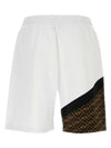 Bermuda Elastic Drawstring Waist Shorts White Black - FENDI - BALAAN 3