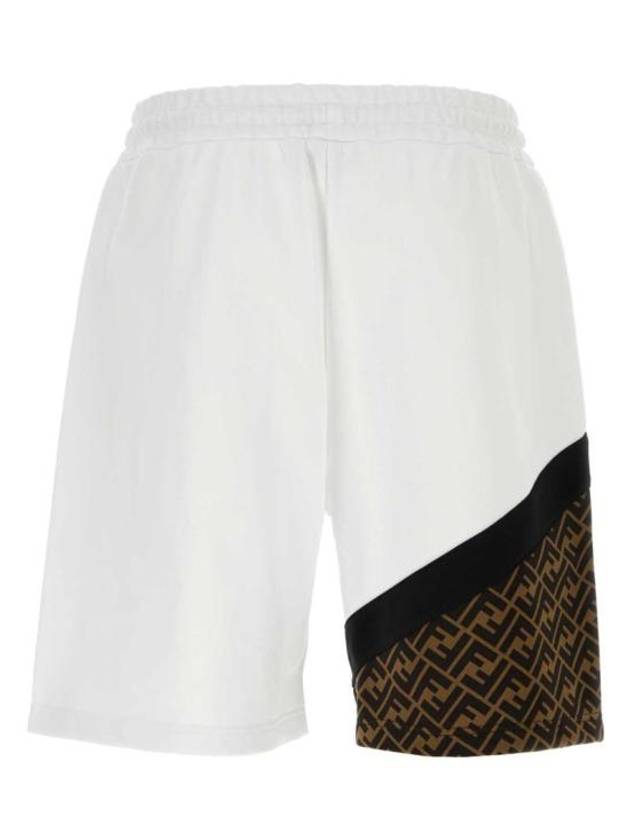 Bermuda Elastic Drawstring Waist Shorts White Black - FENDI - BALAAN 3