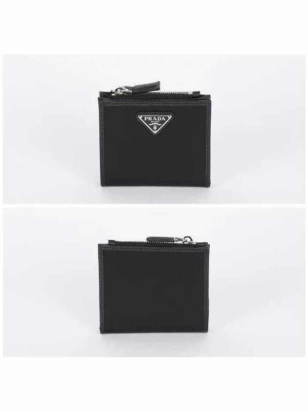 Triangle Logo Zipper Bifold Wallet Black - PRADA - BALAAN 3