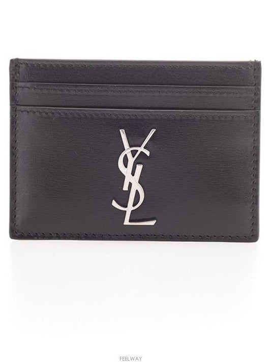 Monogram Card Case in Smooth Leather Black - SAINT LAURENT - BALAAN 2