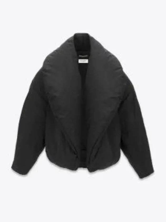 Cropped Puffer Silk Taffeta Jacket Black - SAINT LAURENT - BALAAN 2