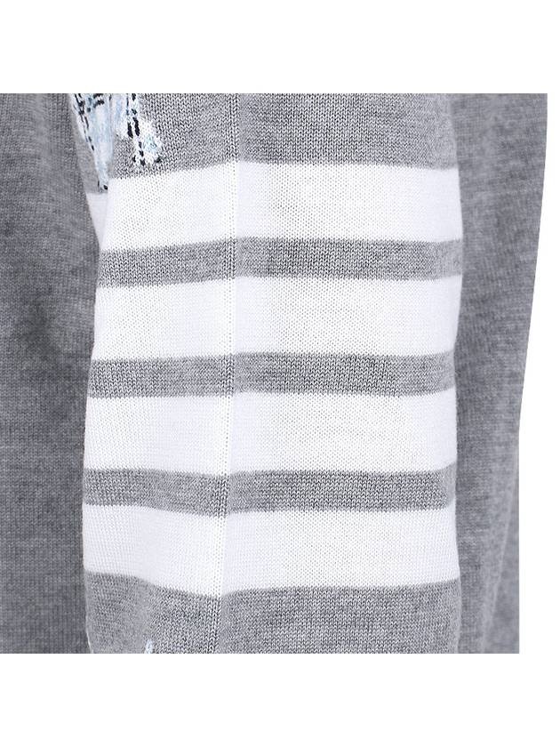 Hector Intarsia Crew Neck Knit Top Grey - THOM BROWNE - BALAAN 8