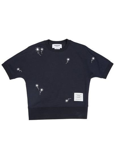 Embroidered Flower Dolman Short Sleeve T-Shirt Navy - THOM BROWNE - BALAAN 2