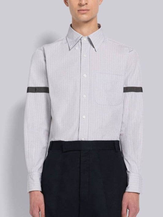 Men's Micro Check Poplin Long Sleeve Shirt Medium Grey - THOM BROWNE - BALAAN 2