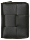 Maxi Intrecciato Zipper Around Halfwallet Black - BOTTEGA VENETA - BALAAN 1