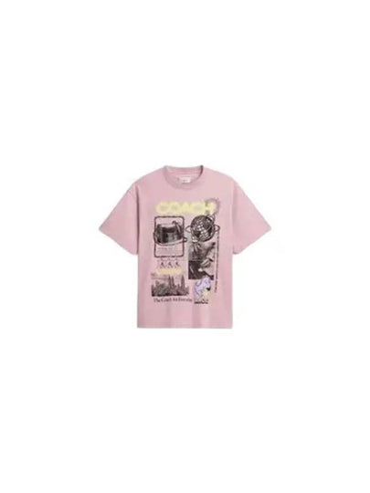 Graphic Relaxed Fit Organic Cotton Short Sleeve T-Shirt Pink - COACH - BALAAN 2