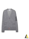 4-Bar Stripe Sustainable Merino Wool Cardigan Grey - THOM BROWNE - BALAAN 2