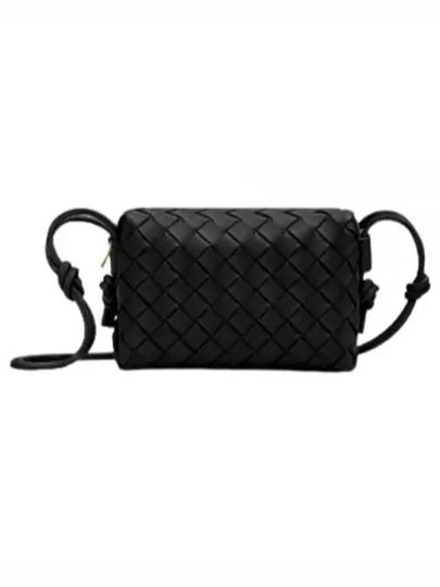 Intrecciato Loop Small Leather Cross Bag Black - BOTTEGA VENETA - BALAAN 2