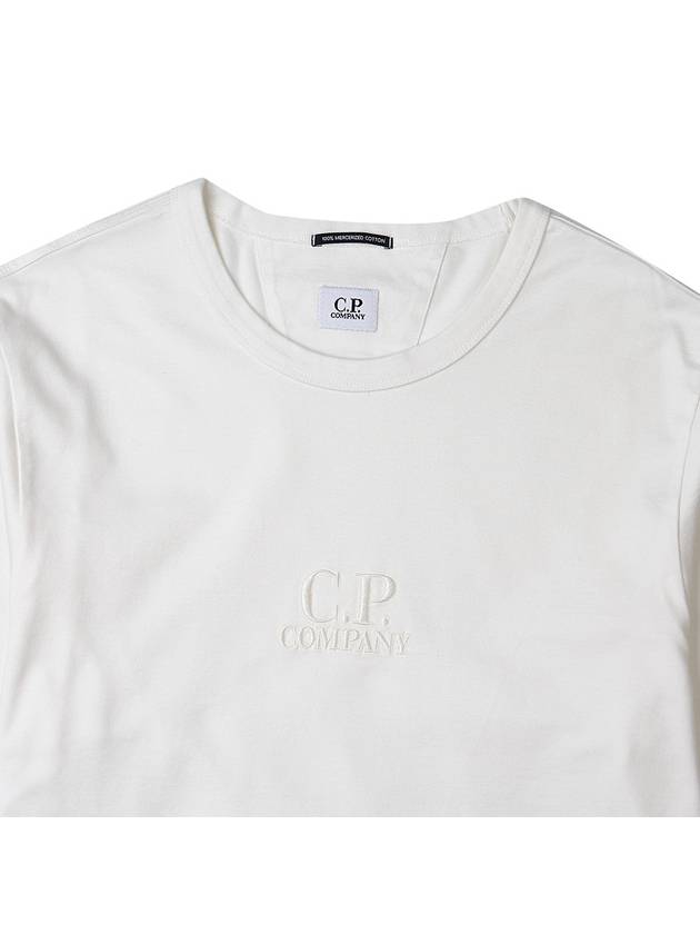 Embroidered Logo Cotton Short Sleeve T-Shirt White - CP COMPANY - BALAAN 4