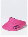 Embroidered Logo Touch Strap Raffia Visor Hat Pink - MARNI - BALAAN 2