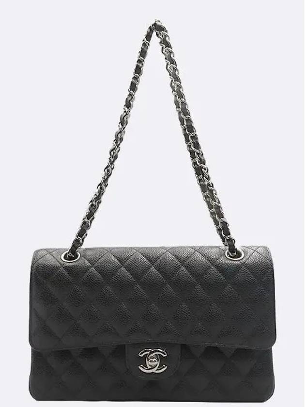 A01112 Black Caviar Skin Classic Medium M Size Flap Chain Shoulder Bag - CHANEL - BALAAN 2