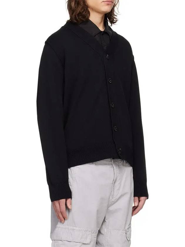 Logo Patch Cardigan Black - STONE ISLAND - BALAAN 3