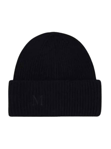 Retina Logo Embroidered Cashmere Beanie Black - MAX MARA - BALAAN 1