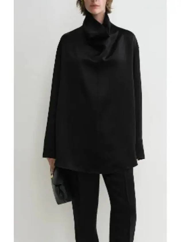 Funnel Neck Satin Blouse Black - TOTEME - BALAAN 2