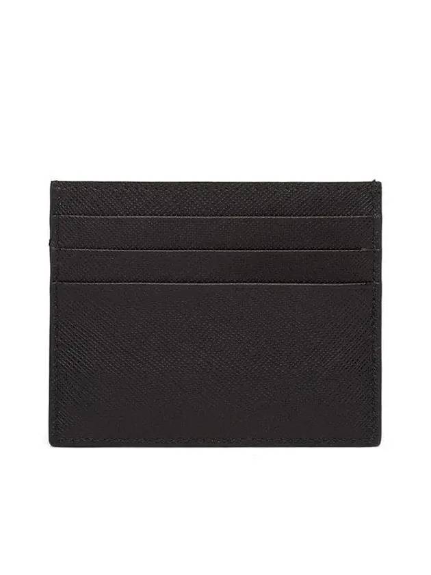 Saffiano Leather Triangle Logo Card Wallet Black Gold - PRADA - BALAAN 3