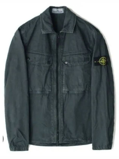 Brushed Organic Cotton Overshirt Jacket Dark Grey - STONE ISLAND - BALAAN 2