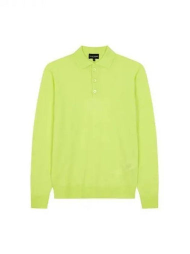 Men s Mini Eagle Logo Collar Knit Neon Yellow 270844 - EMPORIO ARMANI - BALAAN 1