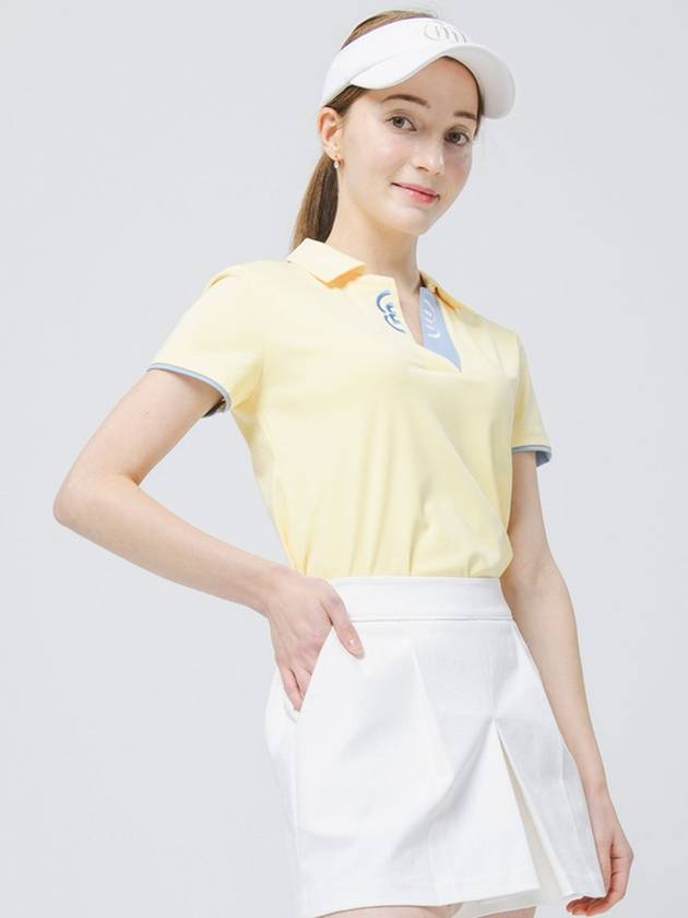 Golf Open Neck Shirt Collar Butter Yellow Short Sleeve T-Shirt DO3222TS03-1 - DOYOUKNOWMC GOLF WEAR - BALAAN 2