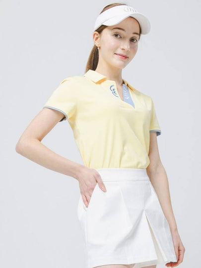 Golf Open Neck Shirt Collar Butter Yellow Short Sleeve T-Shirt DO3222TS03-1 - DOYOUKNOWMC GOLF WEAR - BALAAN 2