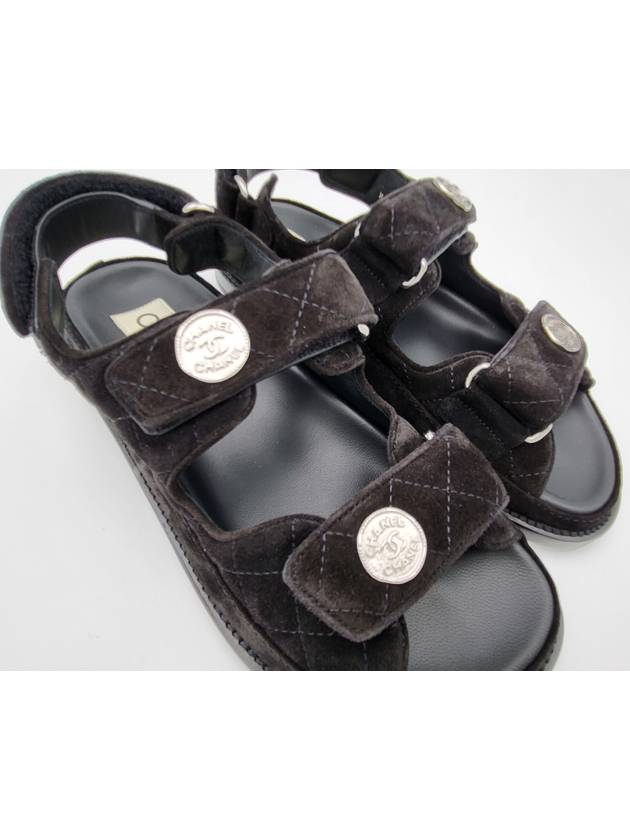 Suede Velcro Sandals Black - CHANEL - BALAAN.