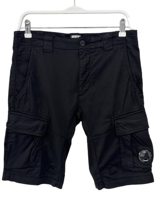 Men's Stretch Satin Lens Cargo Shorts Black - CP COMPANY - BALAAN 2