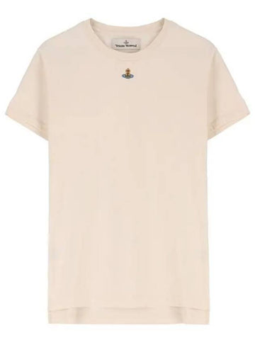 Embroided ORB Peru Short Sleeve T-Shirt Beige - VIVIENNE WESTWOOD - BALAAN 1