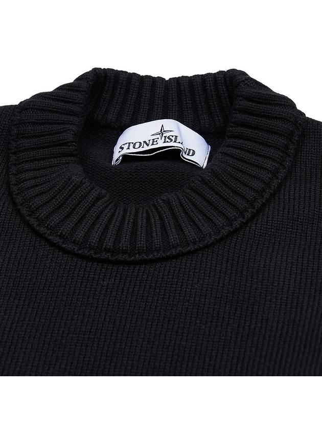 Round Neck Wappen Organic Knit Top Black - STONE ISLAND - BALAAN 5