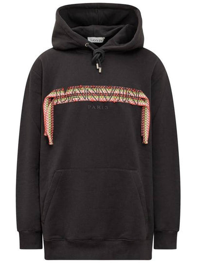 Logo Applique Oversized Fit Hoodie Black - LANVIN - BALAAN 2