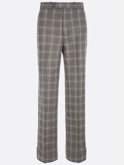 Women's Prince ofwhale Check Wool Straight Pants Gray - GUCCI - BALAAN 2