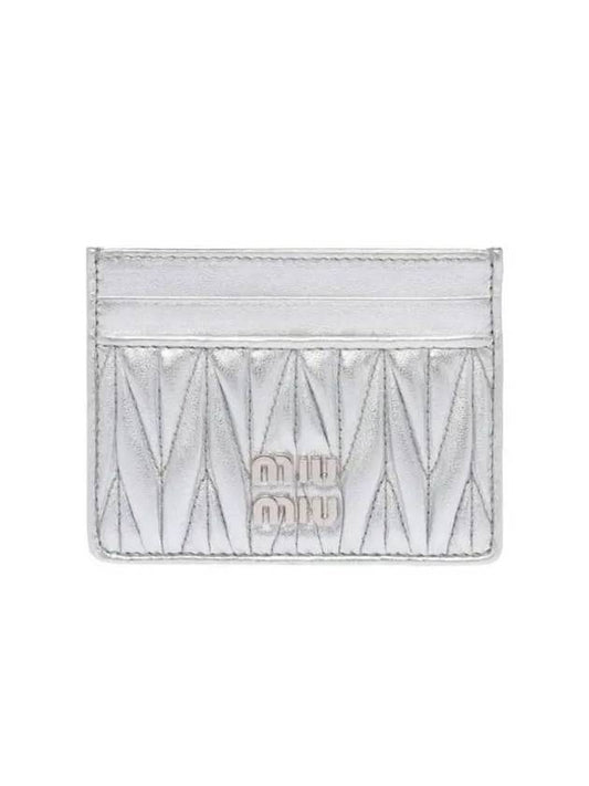 Matelasse Nappa Leather Card Wallet Silver - MIU MIU - BALAAN 1