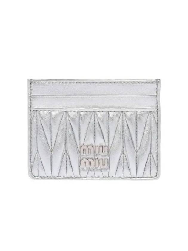 Matelasse Nappa Leather Card Wallet Silver - MIU MIU - BALAAN 1