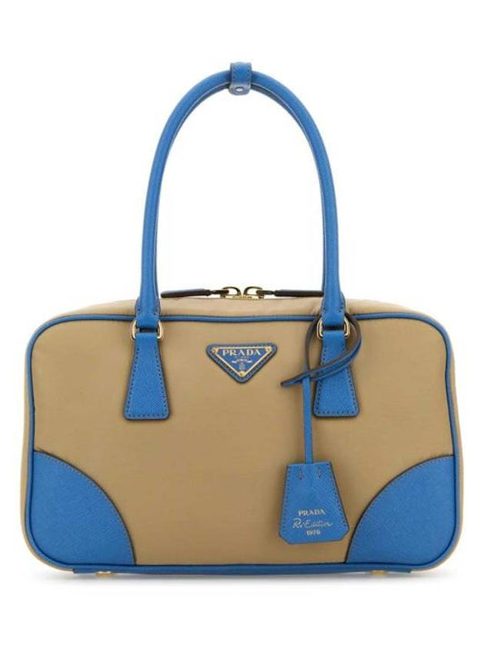 Re-Edition 1978 Re-Nylon Saffiano Leather Medium Tote Bag Camel Wave - PRADA - BALAAN 1