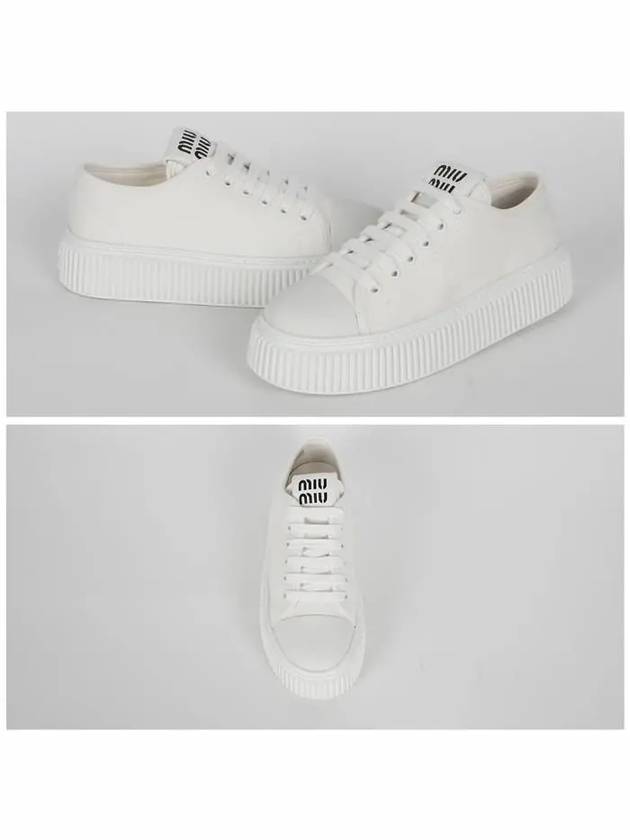 Denim Low Top Sneakers White - MIU MIU - BALAAN 3