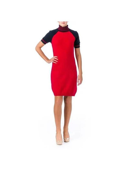 Red Angora Cotton Blend Sweater Dress - TOMMY HILFIGER - BALAAN 2