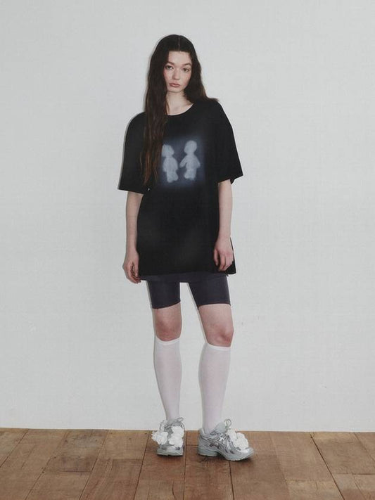 Sulfur Dyed Boy&Girl Print T Shirt_Dusty Black_W - KINETO - BALAAN 1