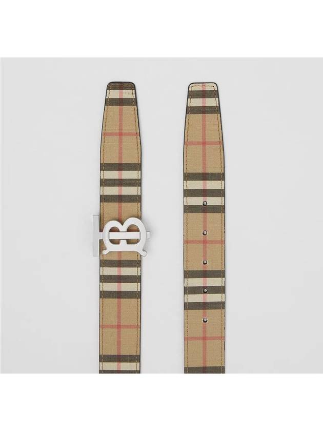 Reversible Monogram Motif Vintage Check Leather Belt Beige - BURBERRY - BALAAN 5