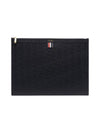 Pebble Grain Leather Large Zipper Laptop Holder Black - THOM BROWNE - BALAAN 2