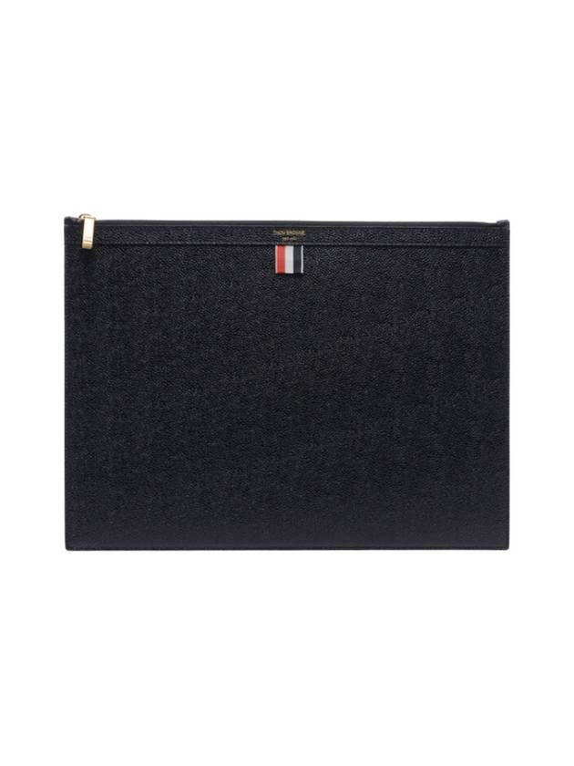 Pebble Grain Leather Large Zipper Laptop Holder Black - THOM BROWNE - BALAAN 2