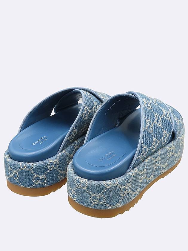 Gucci 771560 Light Blue Denim GG Logo Platform Slides Women s Sandals 230MM - GUCCI - BALAAN 5