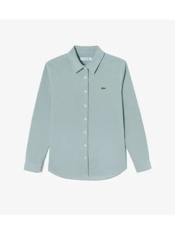 Women s Corduroy Shirt T rkiye Blue - LACOSTE - BALAAN 1