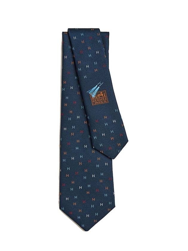 H Scintillant Silk Tie Marine Fuchsia - HERMES - BALAAN 1