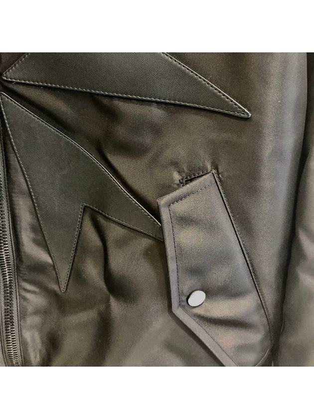 Men's Runway Leather Lightning Patch Bomber Padded Jacket BSP368H088C 0101 - NEIL BARRETT - BALAAN 5