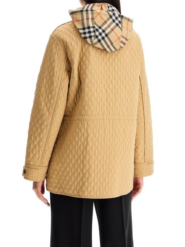 Check Hooded Quilted Jacket Beige - BURBERRY - BALAAN 4