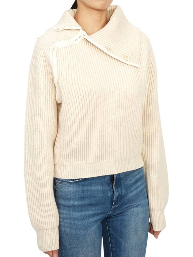 La Maille Vega Asymmetric Mock Neck Wool Knit Top Light Beige - JACQUEMUS - BALAAN 7