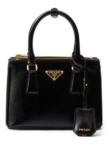 Galleria Patent Saffiano Leather Mini Bag Black - PRADA - BALAAN 1